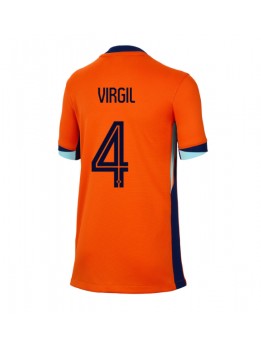 Niederlande Virgil van Dijk #4 Heimtrikot für Frauen EM 2024 Kurzarm